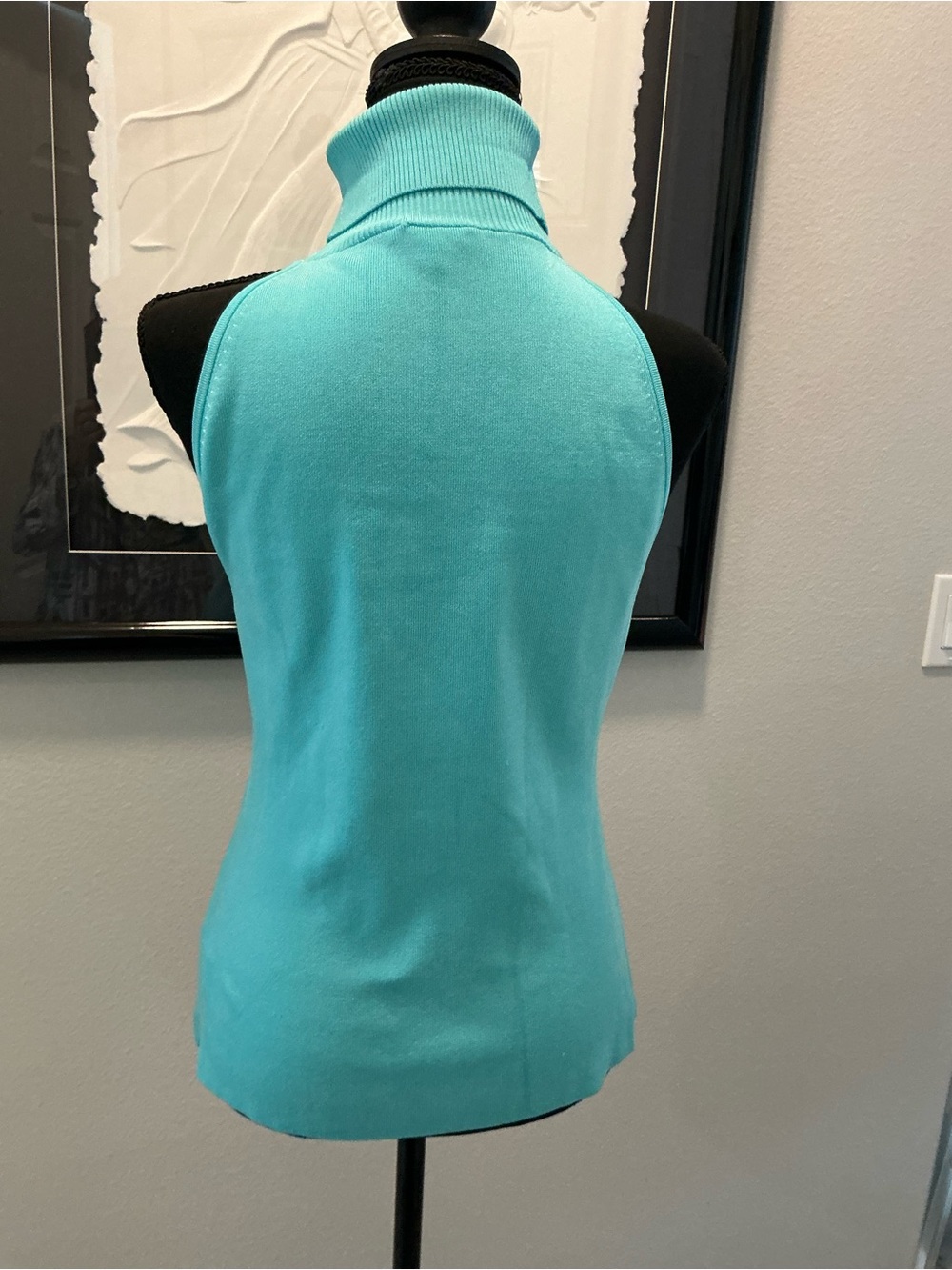 Cache women’s large turquoise sleeveless turtleneck rhinestone evening, Top - Picture 7 of 10